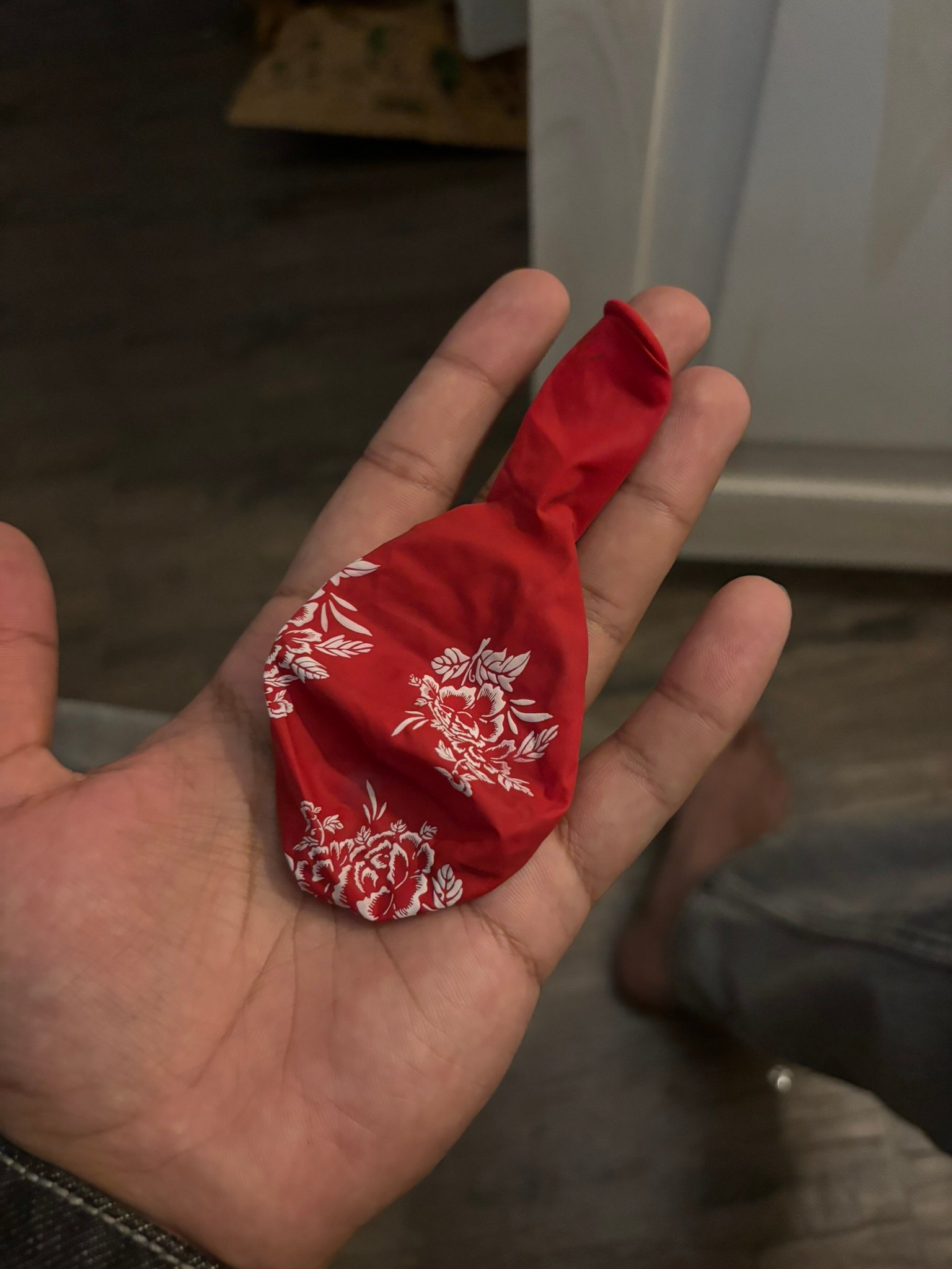 Red fabric with roses